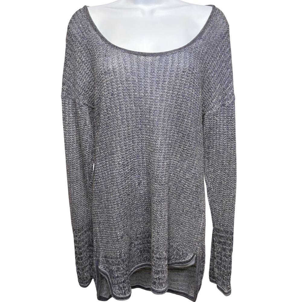 SIMPLY VERA VERA WANG Womens Gray Knit Tunic Sweater L Minimalist Boho Slouchy